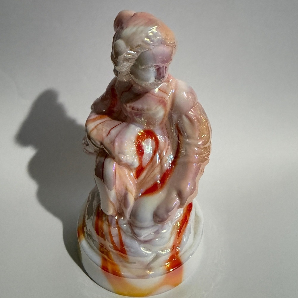 Summit Iridescent Slag Glass Figurine Victorian Girl Carnival Orange #5 Meg
